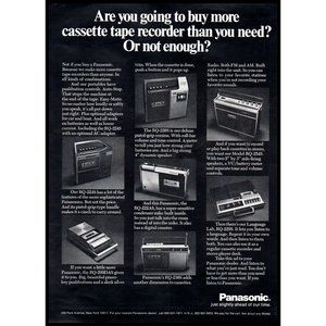 1971 Panasonic Portable Tape Deck Cassette Vintage Print Ad 70s Tech Wall Art